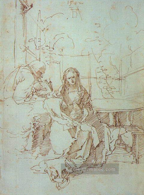 Die Heilige Familie in einem Trellis Nothern Renaissance Albrecht Dürer Ölgemälde